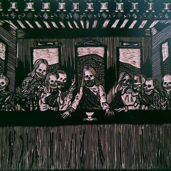 Estampas & grabados titulada "Sin Titulo" por Aldo Lopez, Obra de arte original, Linograbados