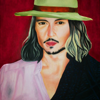 Painting titled "Jonny Deep" by Ale Aleart, Original Artwork, Oil