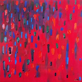 Painting titled "Pioggia rossa piogg…" by Ale Olla, Original Artwork, Acrylic