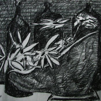 「Цветы и бутылки」というタイトルの絵画 Алексей Филипповによって, オリジナルのアートワーク