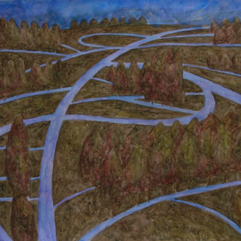 Картина под названием "Пейзаж с дорогами" - Алексей Филиппов, Подлинное произведение искусства
