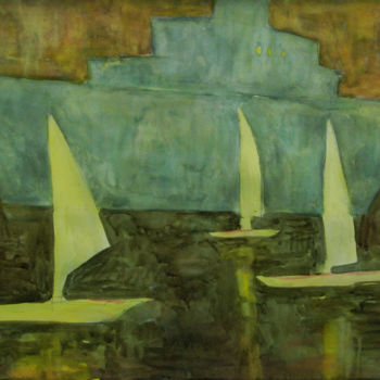 Картина под названием "Голубой пароход" - Алексей Филиппов, Подлинное произведение искусства