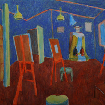 Pintura intitulada "В мастерской" por Aleksei Filippov, Obras de arte originais