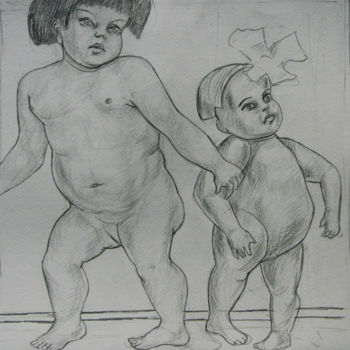 Картина под названием "Девочка с куклой" - Алексей Филиппов, Подлинное произведение искусства