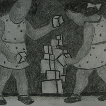 Картина под названием "Игра в кубики" - Алексей Филиппов, Подлинное произведение искусства