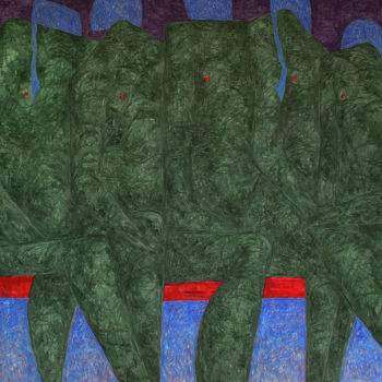 Pintura intitulada "Зеленая группа" por Aleksei Filippov, Obras de arte originais