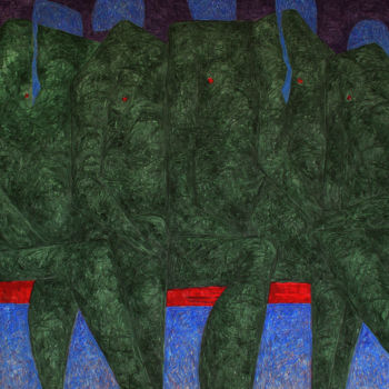 Картина под названием "Зеленая группа" - Алексей Филиппов, Подлинное произведение искусства