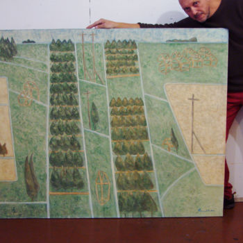 Картина под названием "Лесные полосы, холс…" - Алексей Филиппов, Подлинное произведение искусства