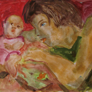 Картина под названием "Девочка с куклой" - Алексей Филиппов, Подлинное произведение искусства