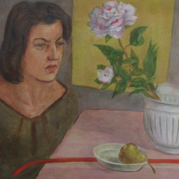 「Женщина с пионом」というタイトルの絵画 Алексей Филипповによって, オリジナルのアートワーク