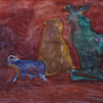Pintura intitulada "Натюрморт с фарфоро…" por Aleksei Filippov, Obras de arte originais, Aquarela