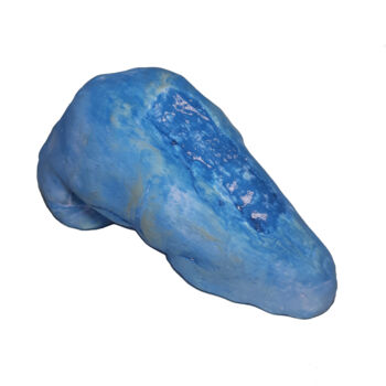 Скульптура под названием "Chaussure Bleu" - Aledra, Подлинное произведение искусства, Полимерная глина
