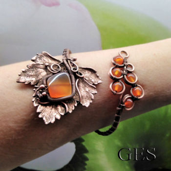 Ambacht getiteld "bracelet avec feuil…" door Elena, Origineel Kunstwerk, Armbanden
