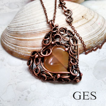 Ambacht getiteld "heart pendant" door Elena, Origineel Kunstwerk, Kettingen