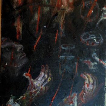Картина под названием "кровавый дождь" - Александр Михайлов, Подлинное произведение искусства, Масло