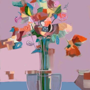 Digitale Kunst mit dem Titel "Bouquet Fantaisie" von Alejandra Sanchez, Original-Kunstwerk, Digitale Malerei