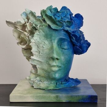 Sculpture titled "Bleue" by Alejandra Valeiro, Original Artwork, Clay