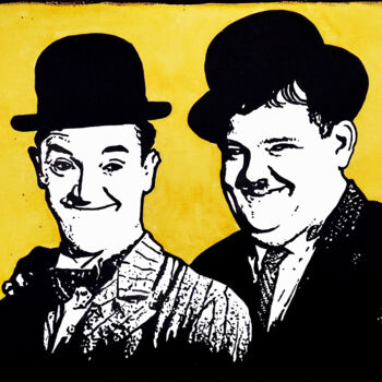 Painting titled "Stan & Ollie" by Alejandro Cilento, Original Artwork, Acrylic Mounted on Cardboard