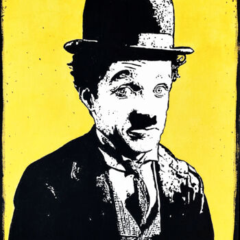 Pintura titulada "Charles Chaplin" por Alejandro Cilento, Obra de arte original, Acrílico Montado en Cartulina