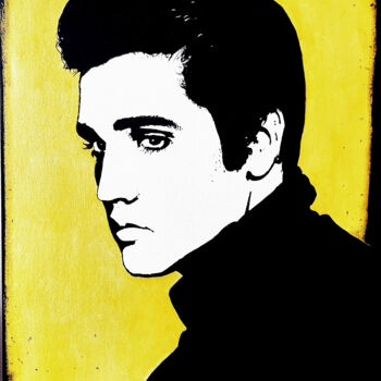 Painting titled "Elvis Presley the k…" by Alejandro Cilento, Original Artwork, Acrylic Mounted on Cardboard