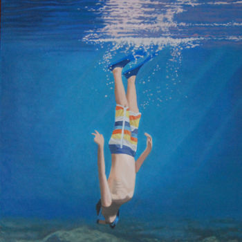 Pittura intitolato "submarinista.jpg" da Alejandro Fajardo, Opera d'arte originale