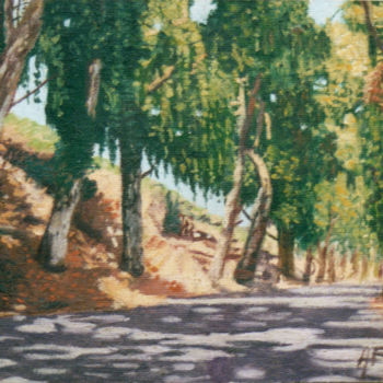 Картина под названием "carretera-de-eucali…" - Alejandro Fajardo, Подлинное произведение искусства