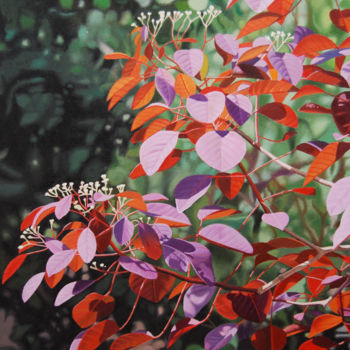 Pintura titulada "hojas-rojas.jpg" por Alejandro Fajardo, Obra de arte original