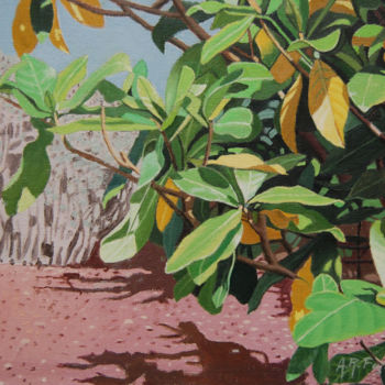 Pintura titulada "hojas-verdes-y-amar…" por Alejandro Fajardo, Obra de arte original