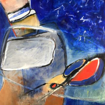 Картина под названием "Tangled Up in Blue" - Alexandra Kraeva, Подлинное произведение искусства, Акрил Установлен на Деревян…