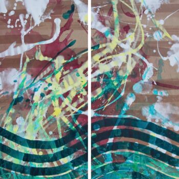 Painting titled "Nature Storm Diptych" by Aleks Andr, Original Artwork, Acrylic