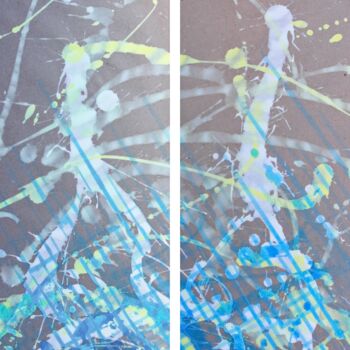 Schilderij getiteld "Nature Hail Diptych" door Aleks Andr, Origineel Kunstwerk, Acryl