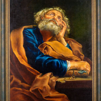 Painting titled "Святой Петр" by Aleks Bondar, Original Artwork, Oil