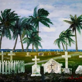 Pittura intitolato "cemetery by the sea" da Aleks Voznesenskii, Opera d'arte originale, Olio