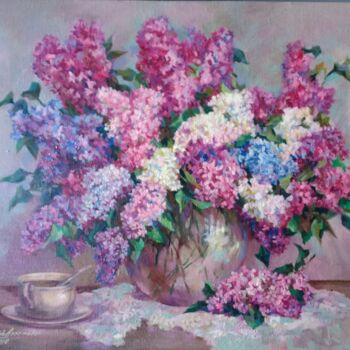 Pintura intitulada "Lilac bouquet" por Aleksa Assembler, Obras de arte originais, Óleo