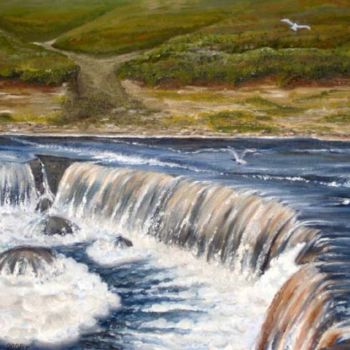 Pintura titulada ""Водопад на реке То…" por Aleksandra Liuchik, Obra de arte original, Oleo