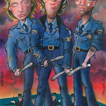 Pintura titulada "The Police" por Aleksander, Obra de arte original, Gouache