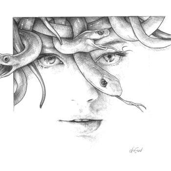 Zeichnungen mit dem Titel "Medusa" von Aleksander, Original-Kunstwerk, Bleistift