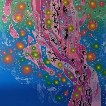 Schilderij getiteld "OCEAN FLOWERS V1" door Oleksandr Lekomtsev, Origineel Kunstwerk, Olie