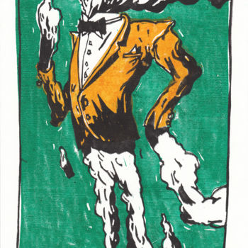 Druckgrafik mit dem Titel ""Облака. Мужчина в…" von Aleksandr Butylin, Original-Kunstwerk, Linoldrucke