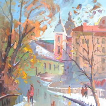 Картина под названием "Первый снег" - Александр Далматов, Подлинное произведение искусства, Темпера