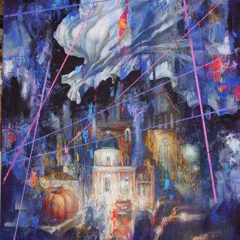 Pittura intitolato "Night on the town." da Dobrodiy Alexandr, Opera d'arte originale, Olio Montato su Telaio per barella in…