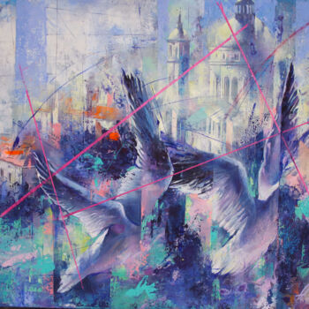 Pintura titulada "Cиний ветер" por Dobrodiy Alexandr, Obra de arte original, Oleo Montado en Bastidor de camilla de madera