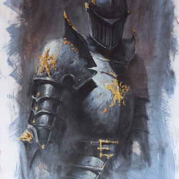 Dessin intitulée "KNIGHT2 (2024)" par Dobrodiy Alexandr, Œuvre d'art originale, Fusain