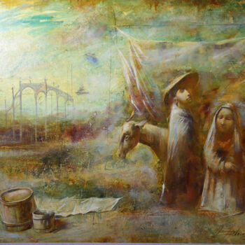 Painting titled "Остановка впути." by Dobrodiy Alexandr, Original Artwork, Oil