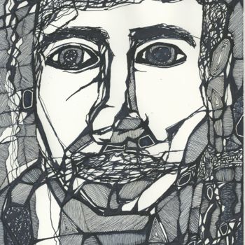 Tekening getiteld "Self-portrait" door Aleksandr Glukhov, Origineel Kunstwerk, Inkt