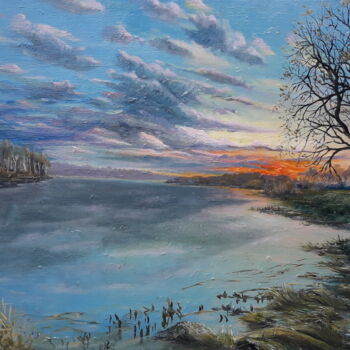 Картина под названием "Ледяной залив" - Александр Гриценко, Подлинное произведение искусства, Масло