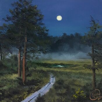 Peinture intitulée "Path into the night…" par Aleksandr Gritsenko, Œuvre d'art originale, Huile