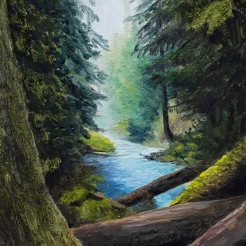Pintura intitulada "Горная река" por Aleksandr Gritsenko, Obras de arte originais, Óleo