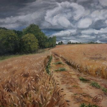 Картина под названием "grain field "Хлебно…" - Александр Гриценко, Подлинное произведение искусства, Масло