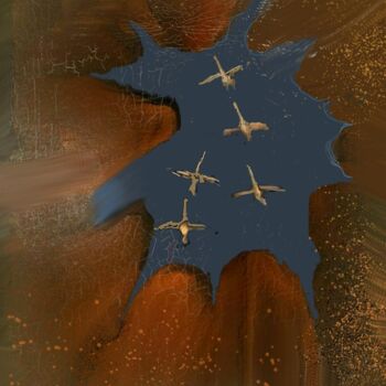 Цифровое искусство под названием "Журавли" - Александр Коровин, Подлинное произведение искусства, Цифровая живопись